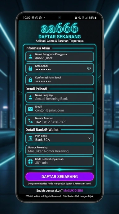 Cara Registrasi Akun Baru aa666 untuk Android