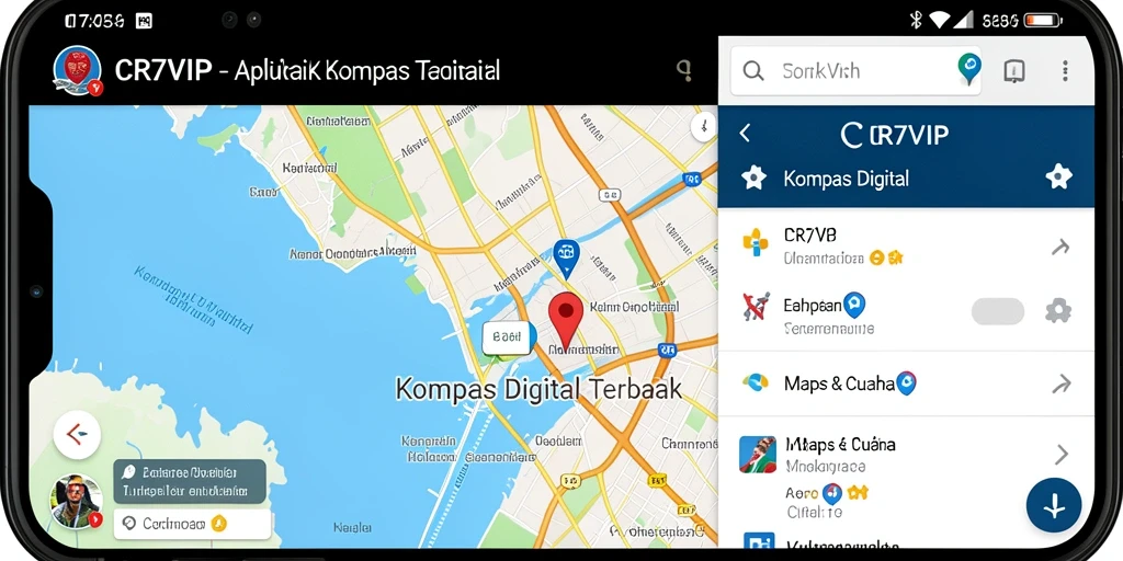 Tampilan antarmuka kompas digital CR7VIP yang modern dan fungsional.