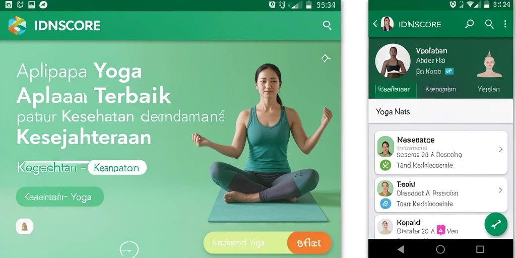 Tampilan antarmuka aplikasi IDNSCORE yang intuitif untuk latihan Yoga.