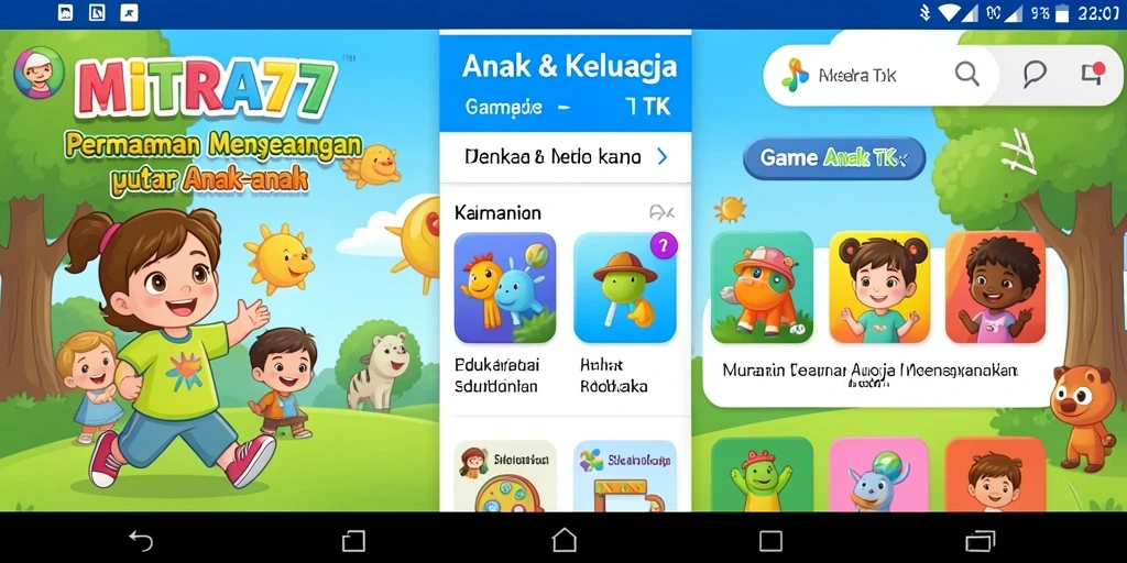 Tampilan antarmuka MITRA77 yang ceria dan menyenangkan untuk anak-anak.