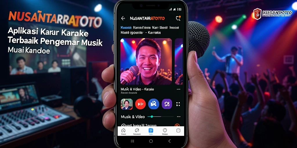 Antarmuka aplikasi NUSANTARATOTO dengan pilihan lagu karaoke.