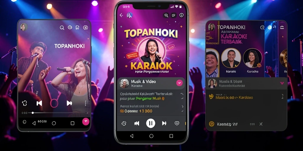 Antarmuka aplikasi TOPANHOKI yang menarik dan intuitif untuk karaoke.