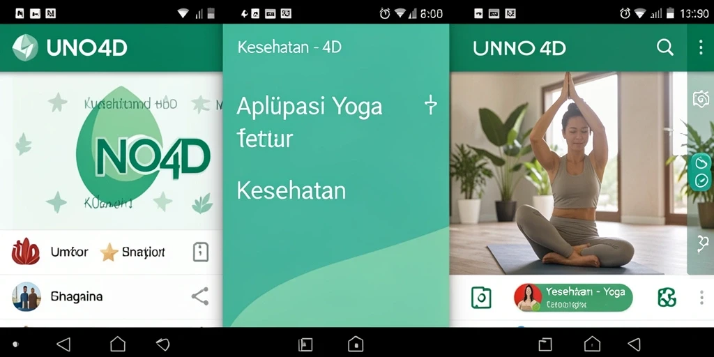 Antarmuka aplikasi UNO4D menampilkan berbagai fungsi yoga yang menarik.