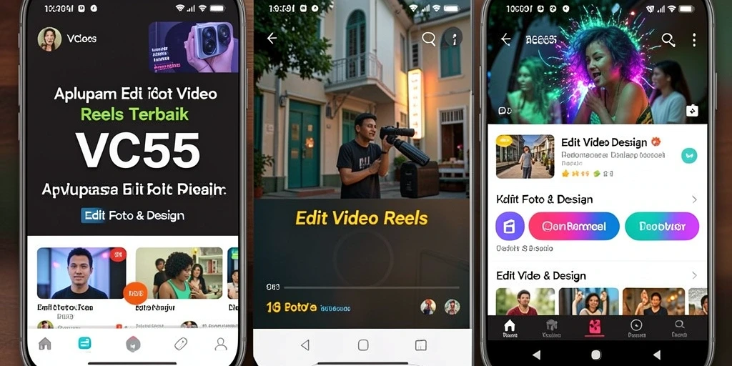 Antarmuka intuitif VC55 untuk editing video Reels yang memukau.