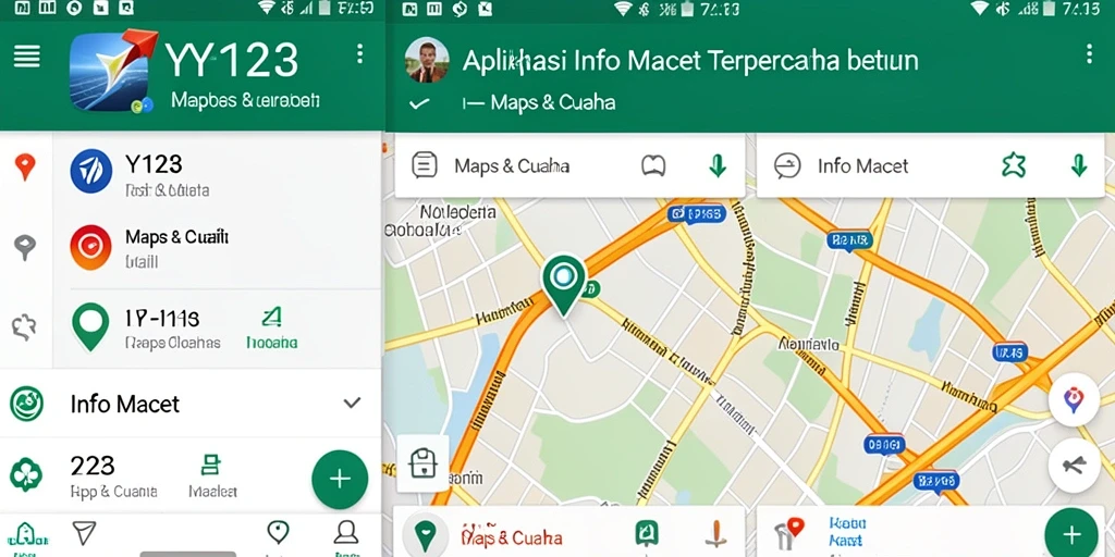 Antarmuka aplikasi YY123 menampilkan peta dengan info kemacetan terkini.